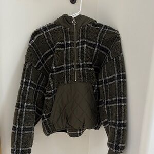 Plaid Sherpa Zara Jacket with Quilted Pocket